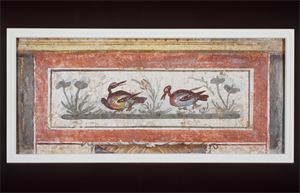 Image of Painting of Ducks and Plants in an Architectural Frame