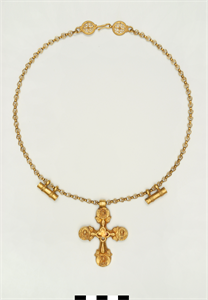 Image of Necklace with Cross and Two Amulet Cases 