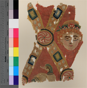 Image of Fragment of a Hanging or Cover with Head and Duck in Jeweled Lattice