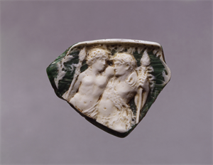 Image of Vessel Fragment with Dionysos and a Satyr(?)