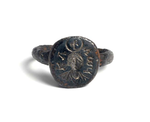 Image of Ring with Bust of a Man, a Monogram, and an Inscription on the Bezel