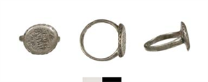 Image of Ring with Greek Inscription and Scalloped Edge