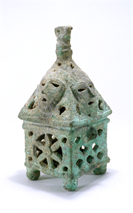 Image of Incense Burner or Lantern with Masks on Lid 