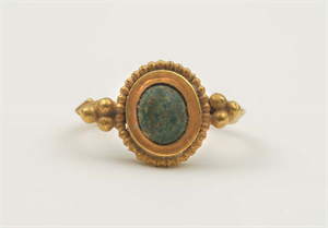 Image of Ring with Oval Bezel set with a Green Stone