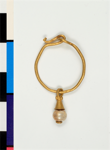 Image of Earring with Pearl in Bell-shaped Setting