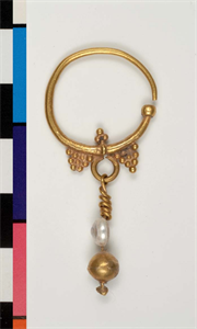 Image of Earring with Disk and Sphere Pendant