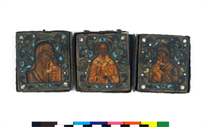 Image of Triptych with St. Nicholas (?), the Virgins of Kazan, and of Vladimir