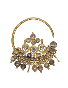 Image of Gold and Pearl Crescent Earring