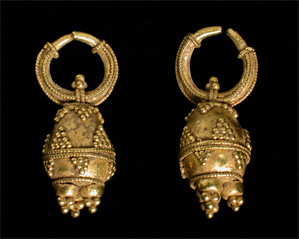 Image of Pair of Earrings (?) with Egg-shaped Pendants