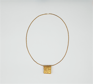 Image of Necklace with Square Phylactery with Repousse Cross