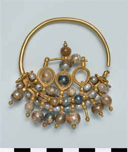 Image of Gold and Pearl Crescent Earring