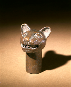 Image of Staff Finial Representing a Feline Head