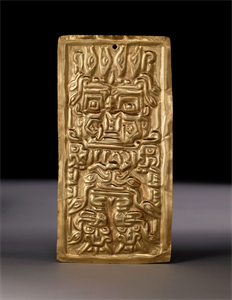 Image of Plaque with Figure Holding Staffs