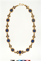 Image of Necklace with Oval and Trefoil Links containing Blue Glass