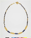 Image of Necklace with Alternating Gold and Lapis Cylindrical Beads